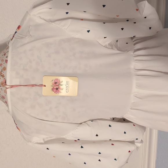 BNWT Beautiful top with Aztec style print and puffy bubble sleeves - Picture 6 of 6